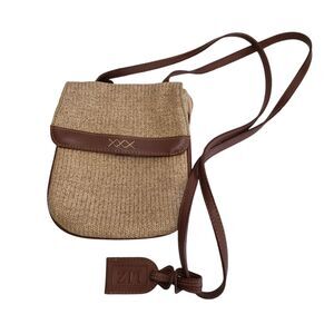 Liz Claiborne Tan and Brown Crossbody Bag with Leather Accents